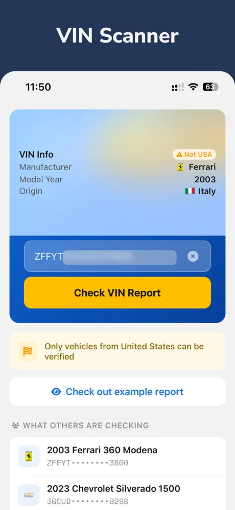 VIN Check screenshot 1